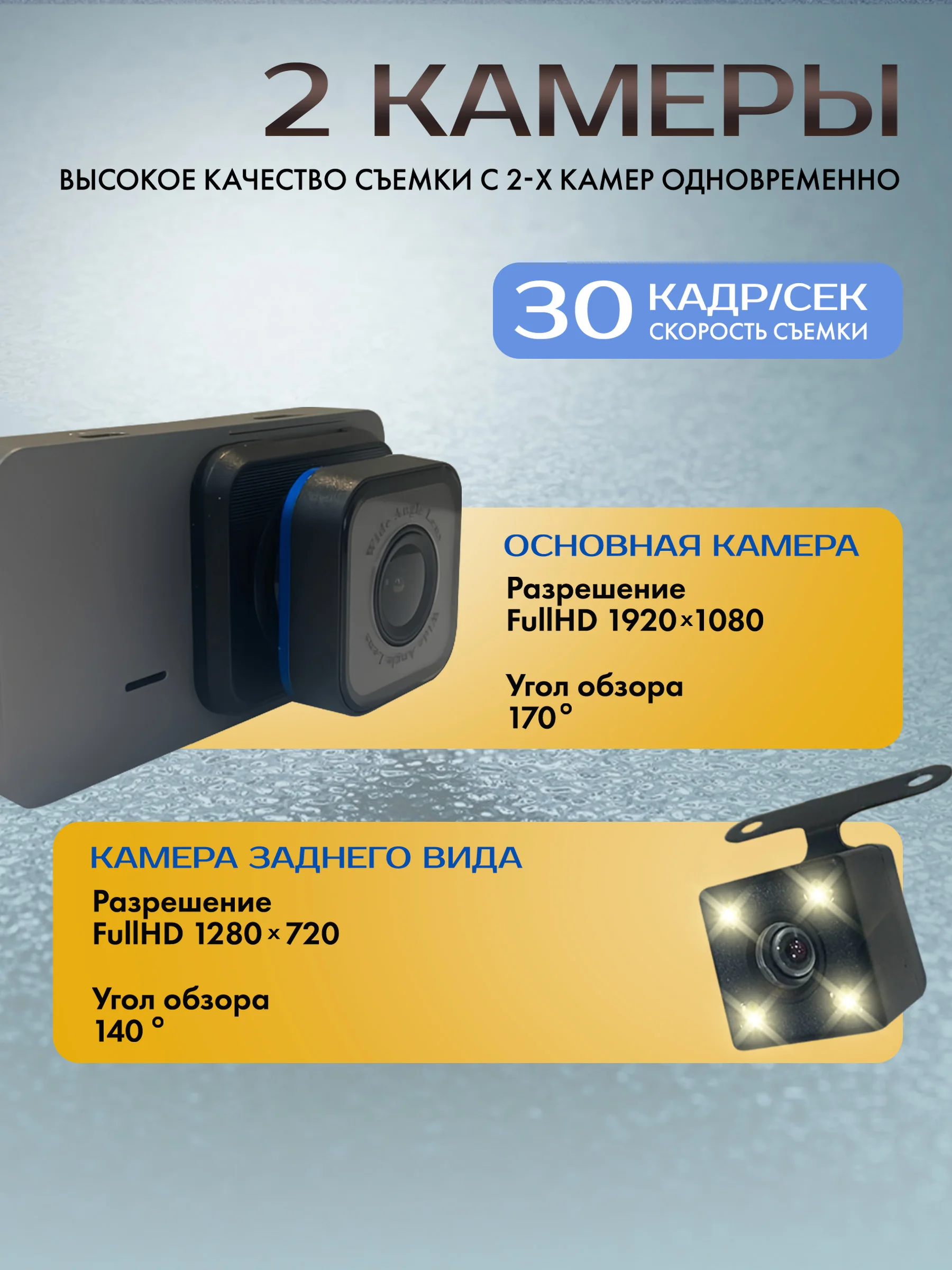 Видеорегистратор автомобильный Full HD с Wi-Fi и запись видео в формате Super HD