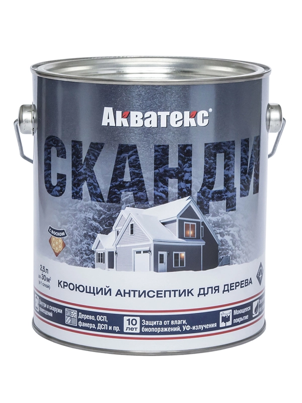 Антисептик для дерева Акватекс Сканди 65105, кроющий, полуматовый, 0,75 л, топленое молоко