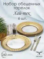 Тарелки обеденные 6 шт.. 26 см, подарочный набор, PROMSIZ коллекция Хай-тек