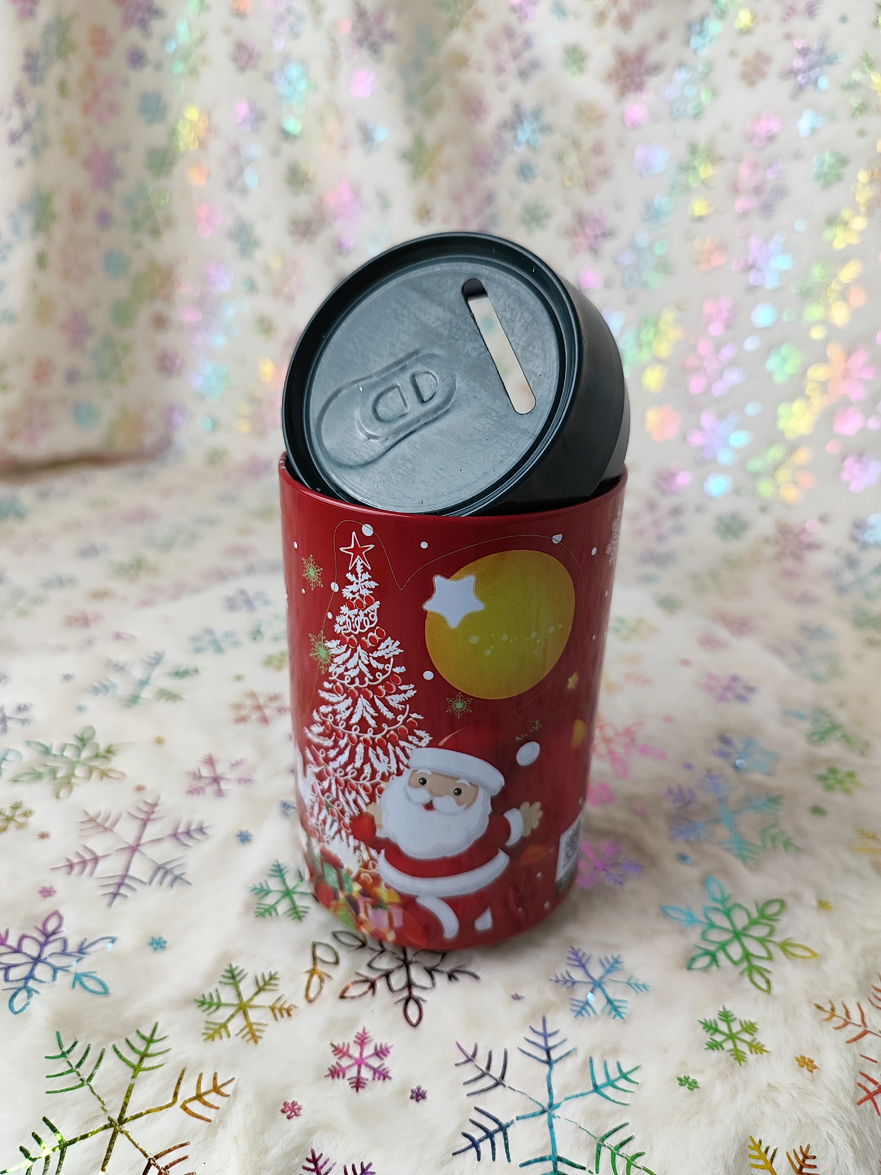 Красный жестяная банка-копилка для подарков MERRY CHRISTMAS