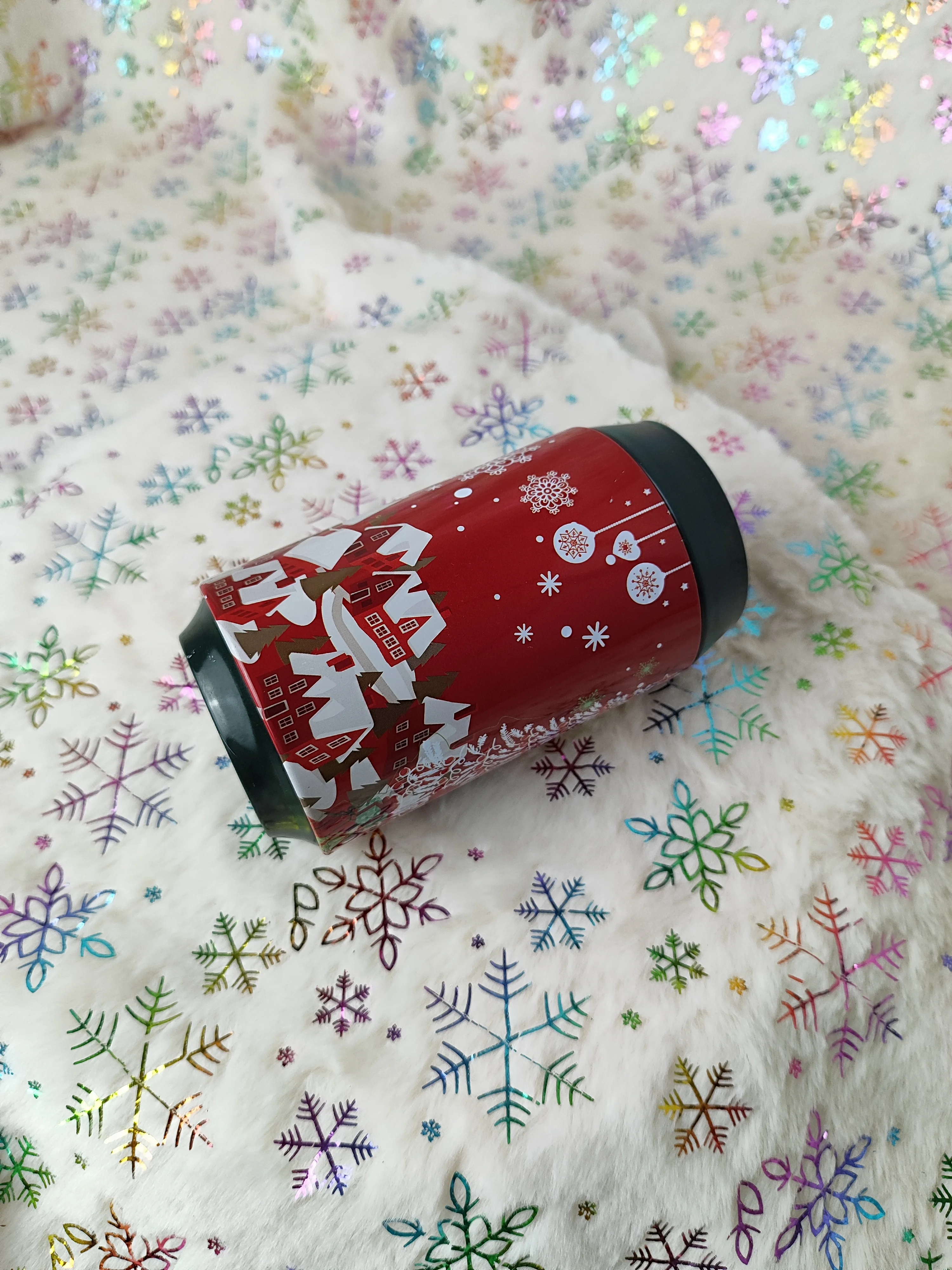 Красный жестяная банка-копилка для подарков MERRY CHRISTMAS