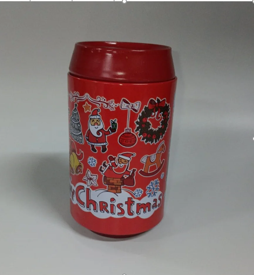 Алый жестяная банка-копилка для подарков MERRY CHRISTMAS