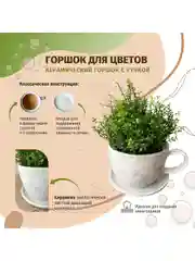 Белый горшок с поддоном Чашка с ручкой 0,7