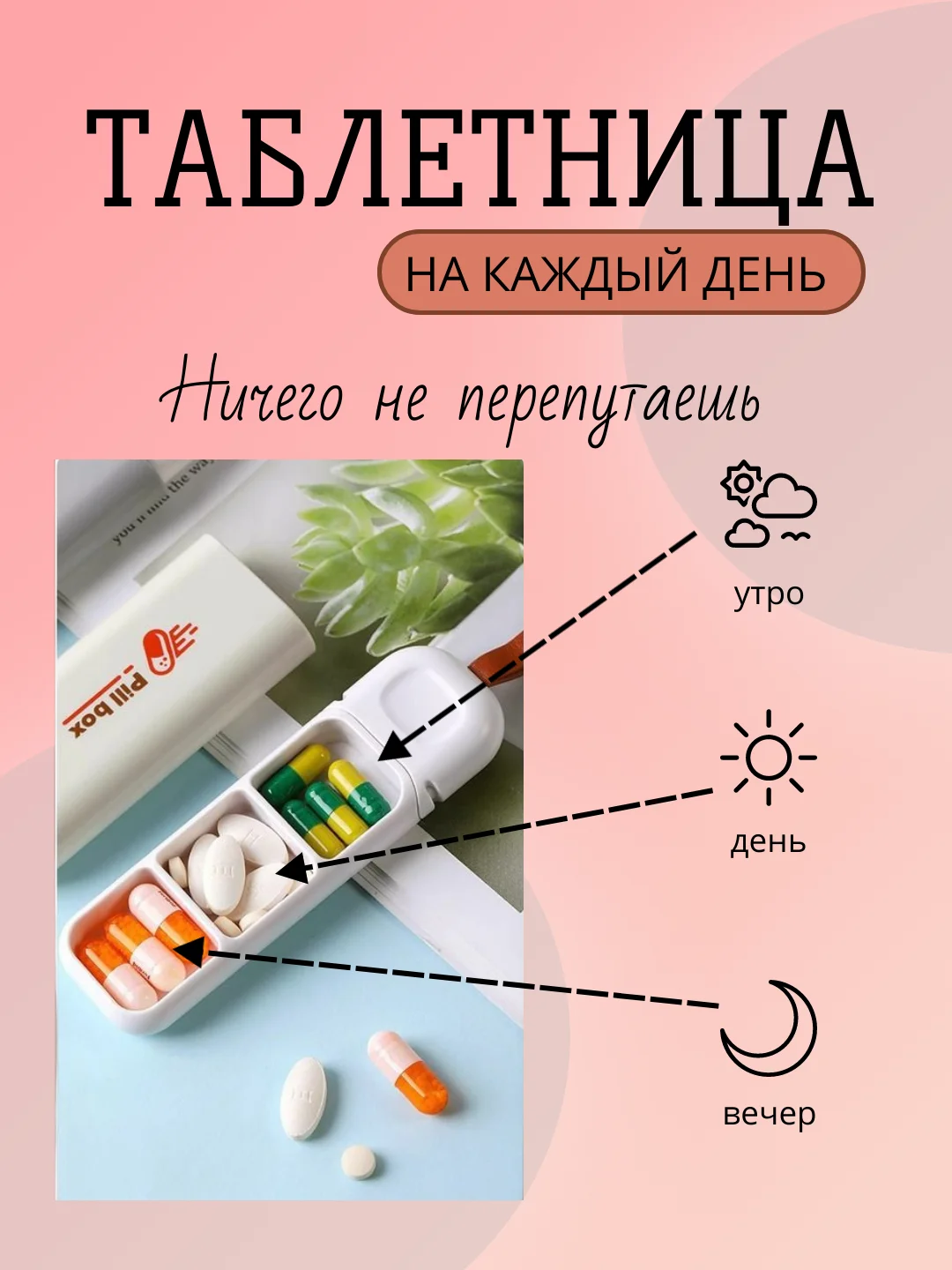 Слоновая кость таблетница для таблеток на каждый день, контейнер для лекарств, органайзер для таблеток