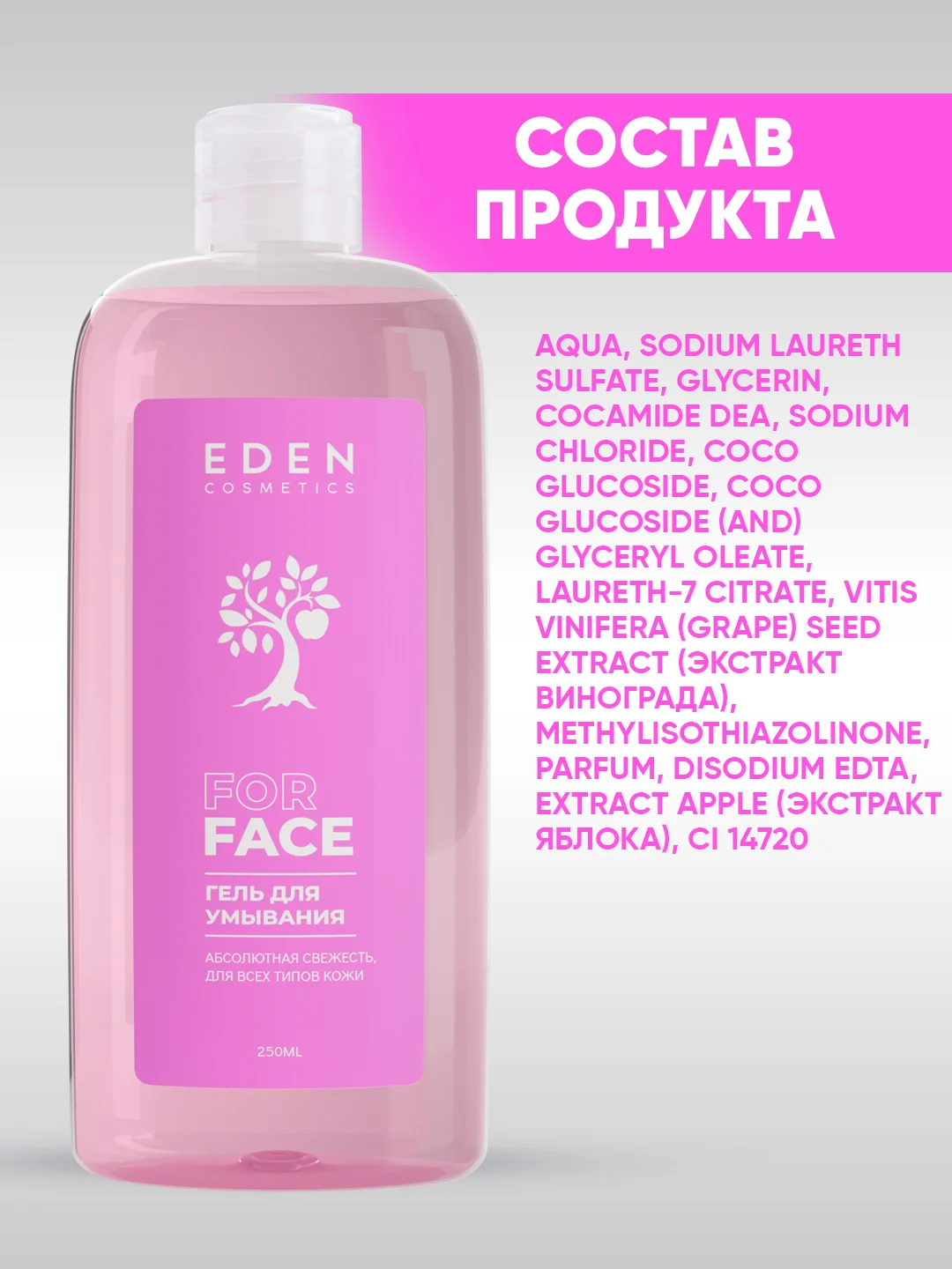 Гель для умывания Eden "Абсолютная свежесть", для всех типов кожи, увлажняющий, 250 мл