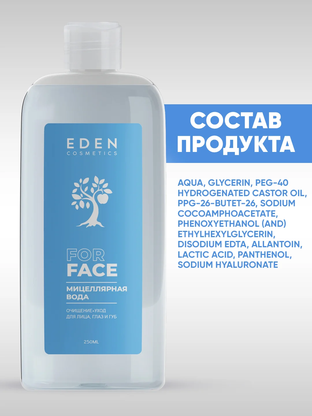 EDEN Мицеллярная вода для всех типов кожи, 250 мл