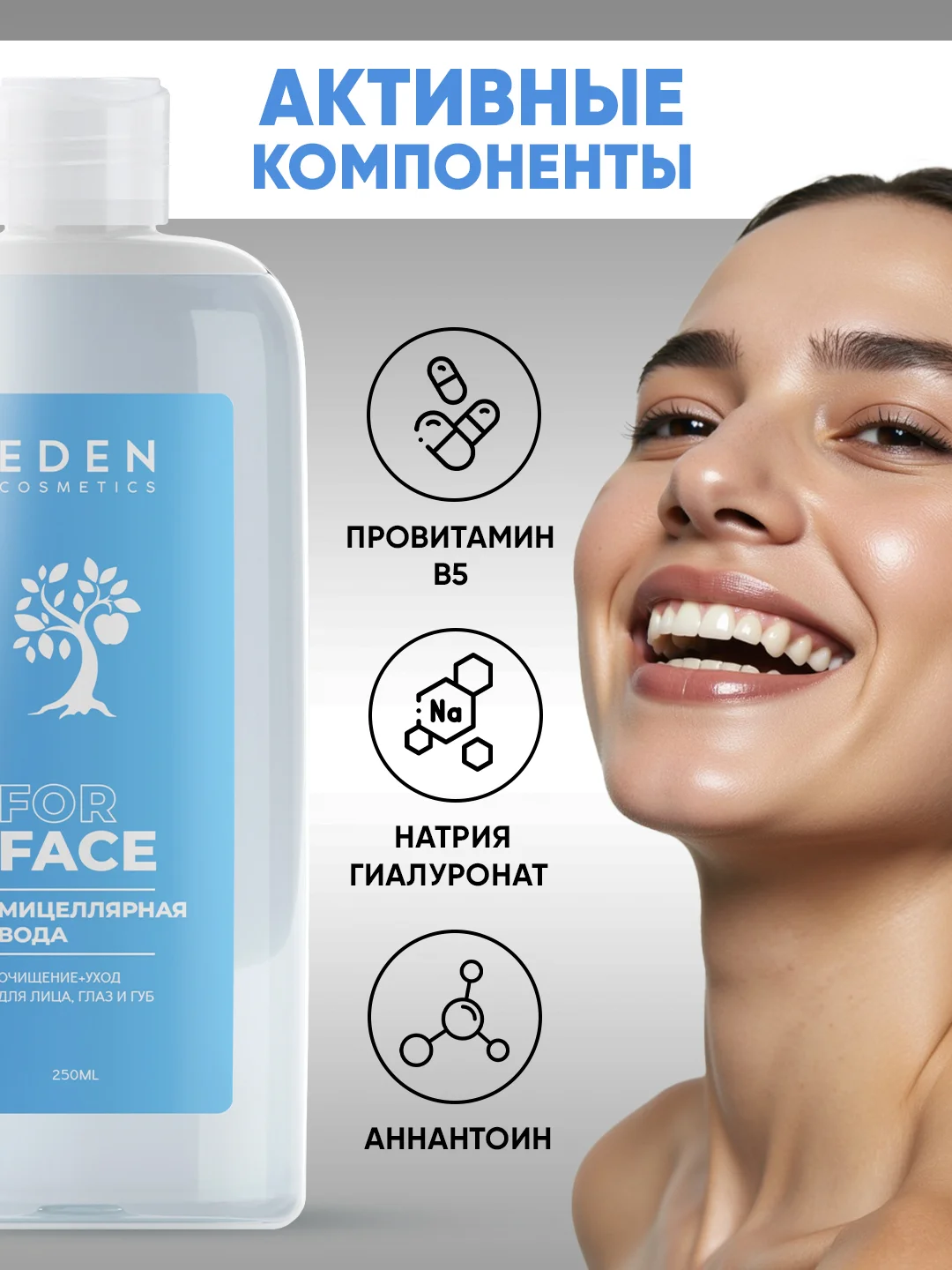EDEN Мицеллярная вода для всех типов кожи, 250 мл