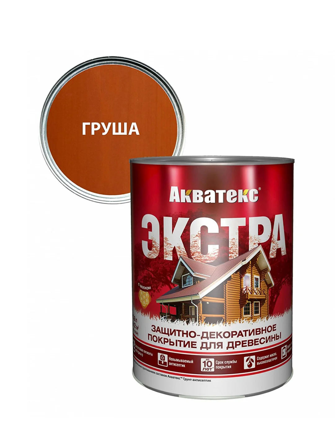 Защитно-декоративное покрытие для дерева Акватекс 2 в 1, полуматовое, 2,7 л, дуб