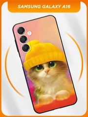 Чехол на Samsung Galaxy A16 / Самсунг Галакси А16 черный, с принтом, защита камеры