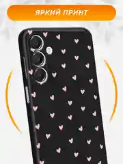 Розовый чехол на Samsung Galaxy A16 / Самсунг Галакси А16 черный, с принтом, защита камеры