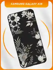 Кремовый чехол на Samsung Galaxy A16 / Самсунг Галакси А16 черный, с принтом, защита камеры
