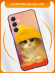 Желтый чехол на Samsung Galaxy A16 / Самсунг Галакси А16 черный, с принтом, защита камеры