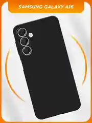 Черный чехол на Samsung Galaxy A16 / Самсунг Галакси А16 черный, с принтом, защита камеры