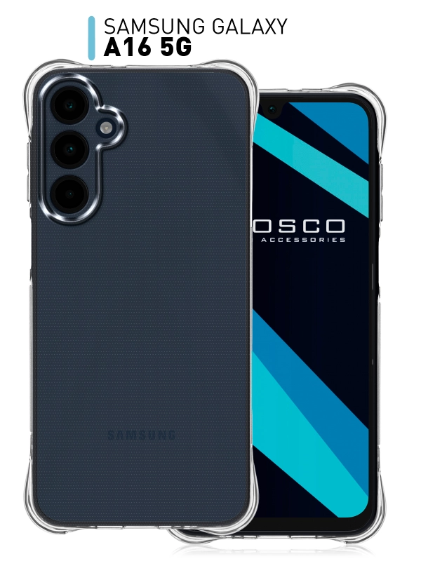Чехол для Samsung Galaxy A16 противоударный силиконовый ROSCO, прозрачный, усиленные углы