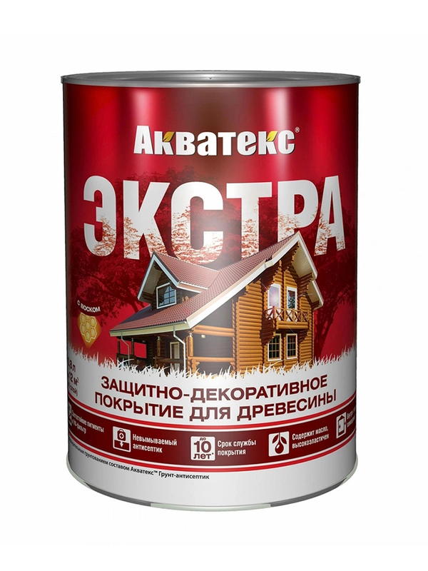 Защитно-декоративное покрытие для дерева Акватекс 2 в 1, полуматовое, 2,7 л, рябина