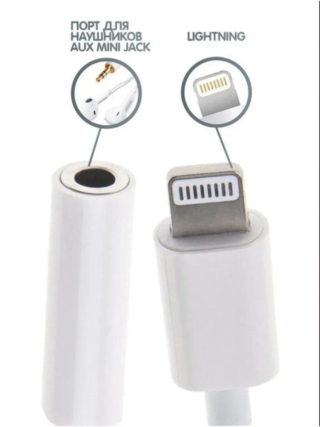 Белый переходник iPhone на 3.5 mini jack