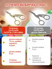 Ножницы для вышивания Остров Сокровищ, 665601, для рукоделия 120 мм, цапельки для ниток