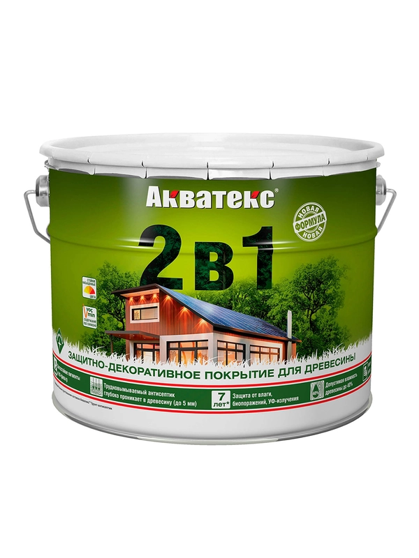 Защитно-декоративное покрытие для дерева Акватекс 2 в 1, полуматовое, 2,7 л, бесцветное