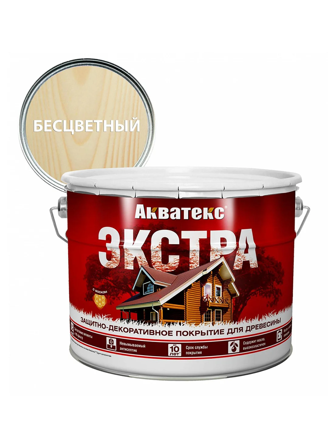 Защитно-декоративное покрытие для дерева Акватекс 2 в 1, полуматовое, 9 л, рябина
