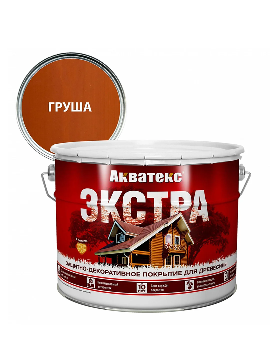 Защитно-декоративное покрытие для дерева Акватекс 2 в 1, полуматовое, 9 л, тик