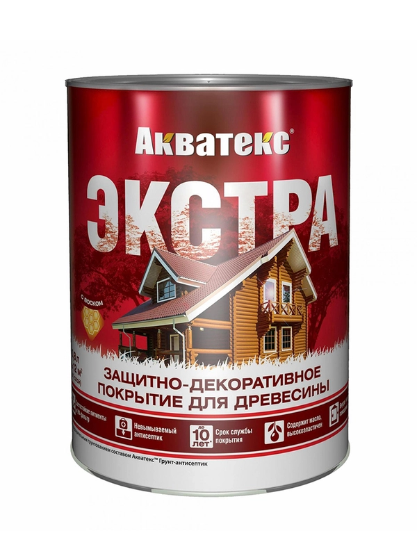 Защитно-декоративное покрытие для дерева Акватекс 2 в 1, полуматовое, 20 л, махагон