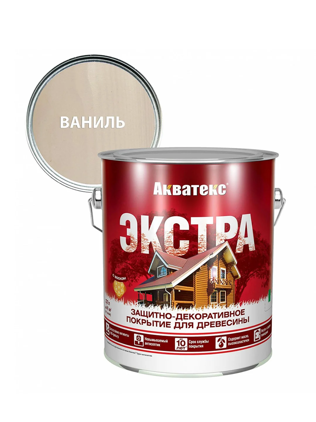 Защитно-декоративное покрытие для дерева Акватекс 2 в 1, полуматовое, 20 л, сосна