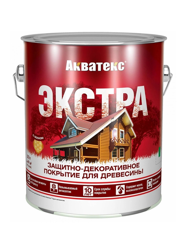 Защитно-декоративное покрытие для дерева Акватекс 2 в 1, полуматовое, 20 л, сосна