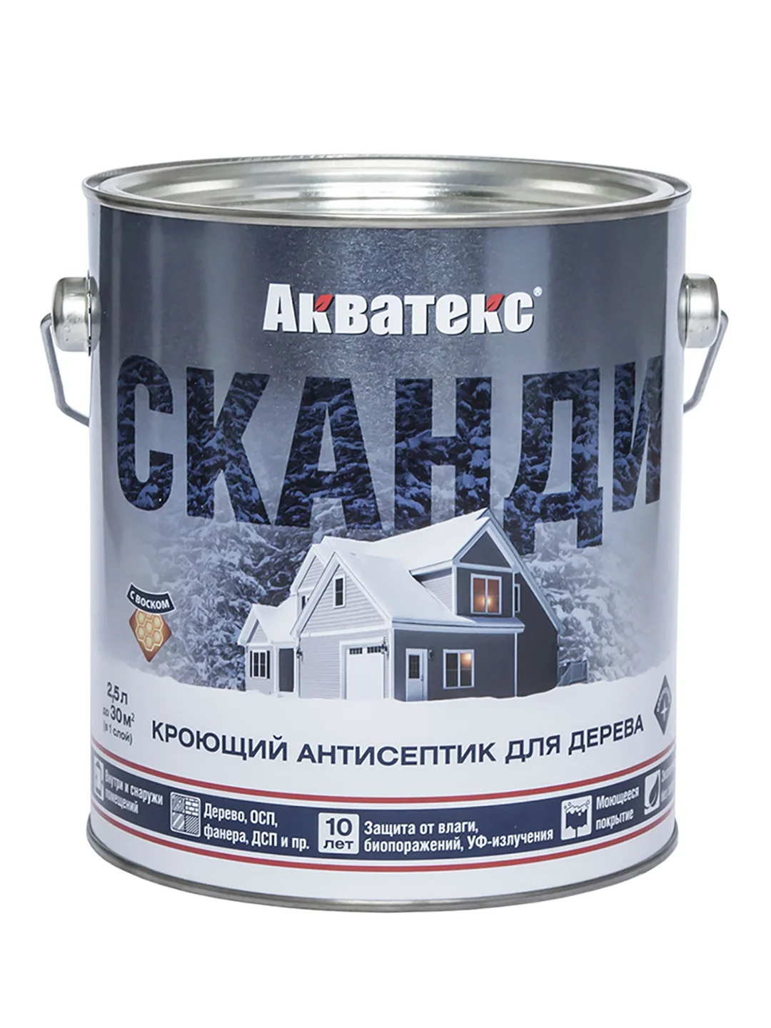 Антисептик для дерева Акватекс Сканди 65104, кроющий, полуматовый, 0,75 л, северное море