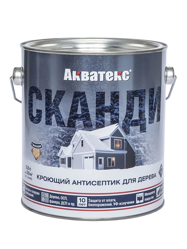 Антисептик для дерева Акватекс Сканди 65104, кроющий, полуматовый, 0,75 л, северное море
