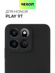 Черный чехол для Honor Play 9T силиконовый BROSCORP матовый/ прозрачный тонкий с защитой камер