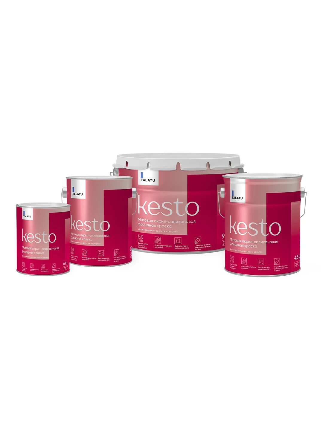 Краска фасадная Talatu Kesto, матовая, база А, белая, 0,9 л