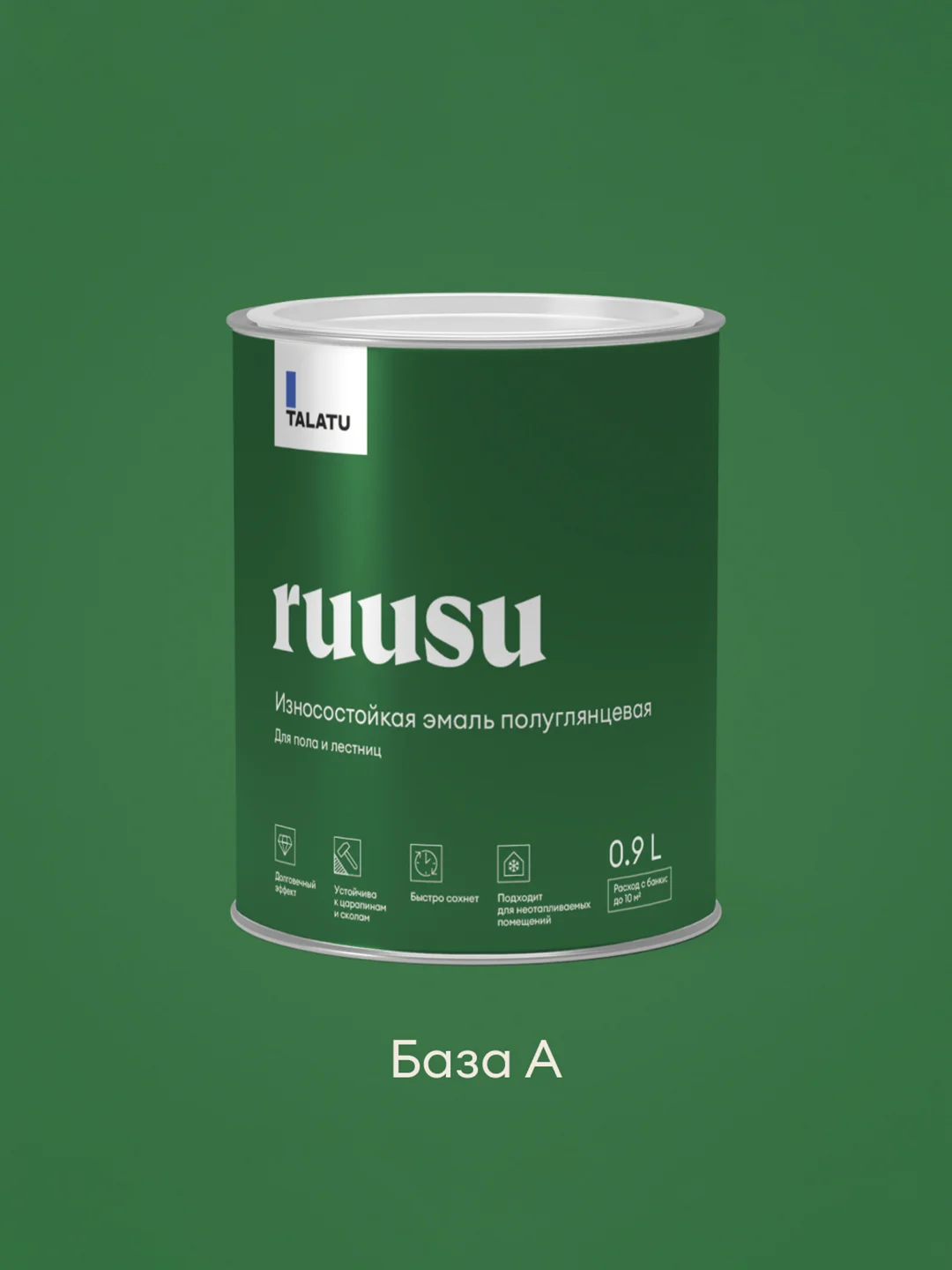 Эмаль для дерева Talatu Ruusu, полуглянцевая, база А, белая, 0,9 л