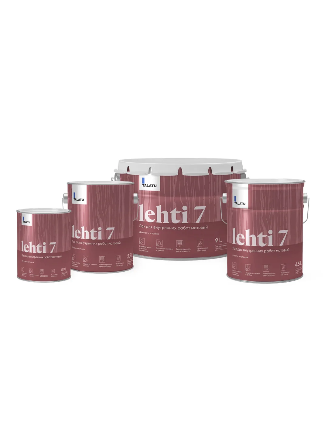 Лак для дерева Talatu Lehti 7, акриловый, матовый, база С, бесцветный, 4,5 л