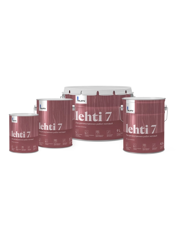 Лак для дерева Talatu Lehti 7, акриловый, матовый, база С, бесцветный, 4,5 л