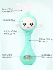 Бирюзовый музыкальная интерактивная игрушка зайка погремушка Зайчик прорезыватель