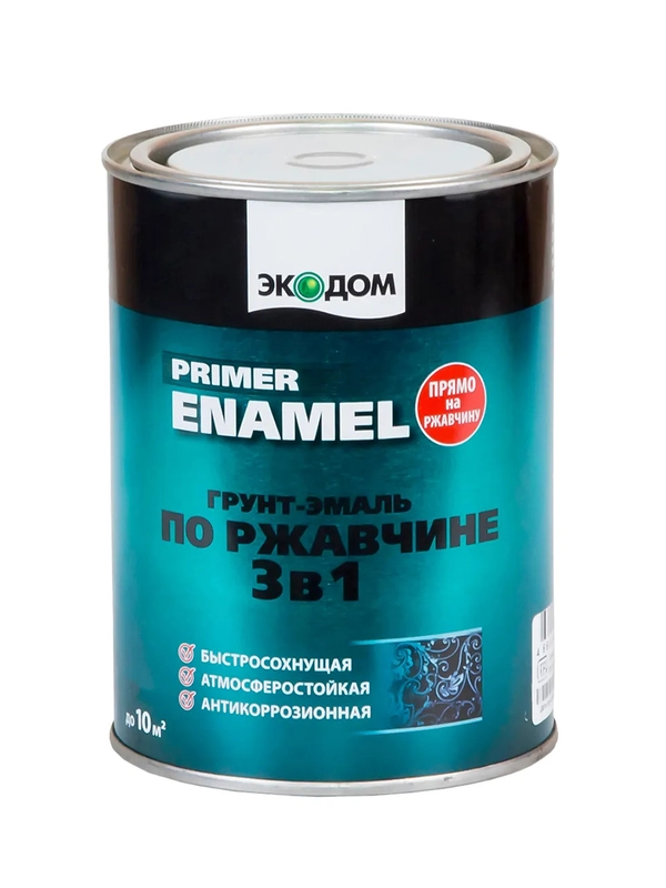 Грунт-эмаль по ржавчине Экодом 3 в 1, полуматовая, 0,9 кг, коричневая