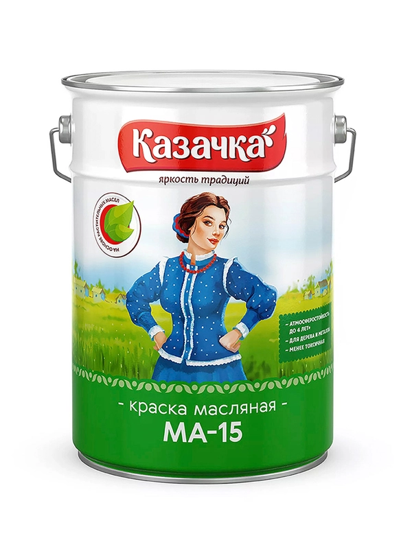 Краска масляная МА-15 Казачка, глянцевая, 6 кг, зеленая