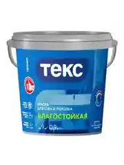 Краска для стен и потолков Текс Профи, влагостойкая, база A, белая, 0,9 л
