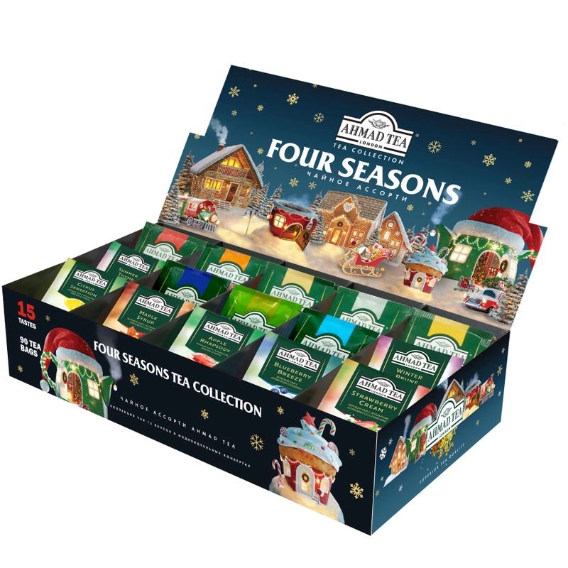 Чай Ahmad Tea "Four Seasons", чайное ассорти, 15 вкусов, подарочный набор, 90 пакетиков