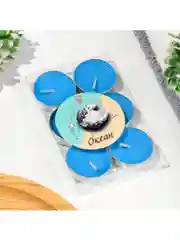 Синий набор свечей чайных ароматических, 6 шт