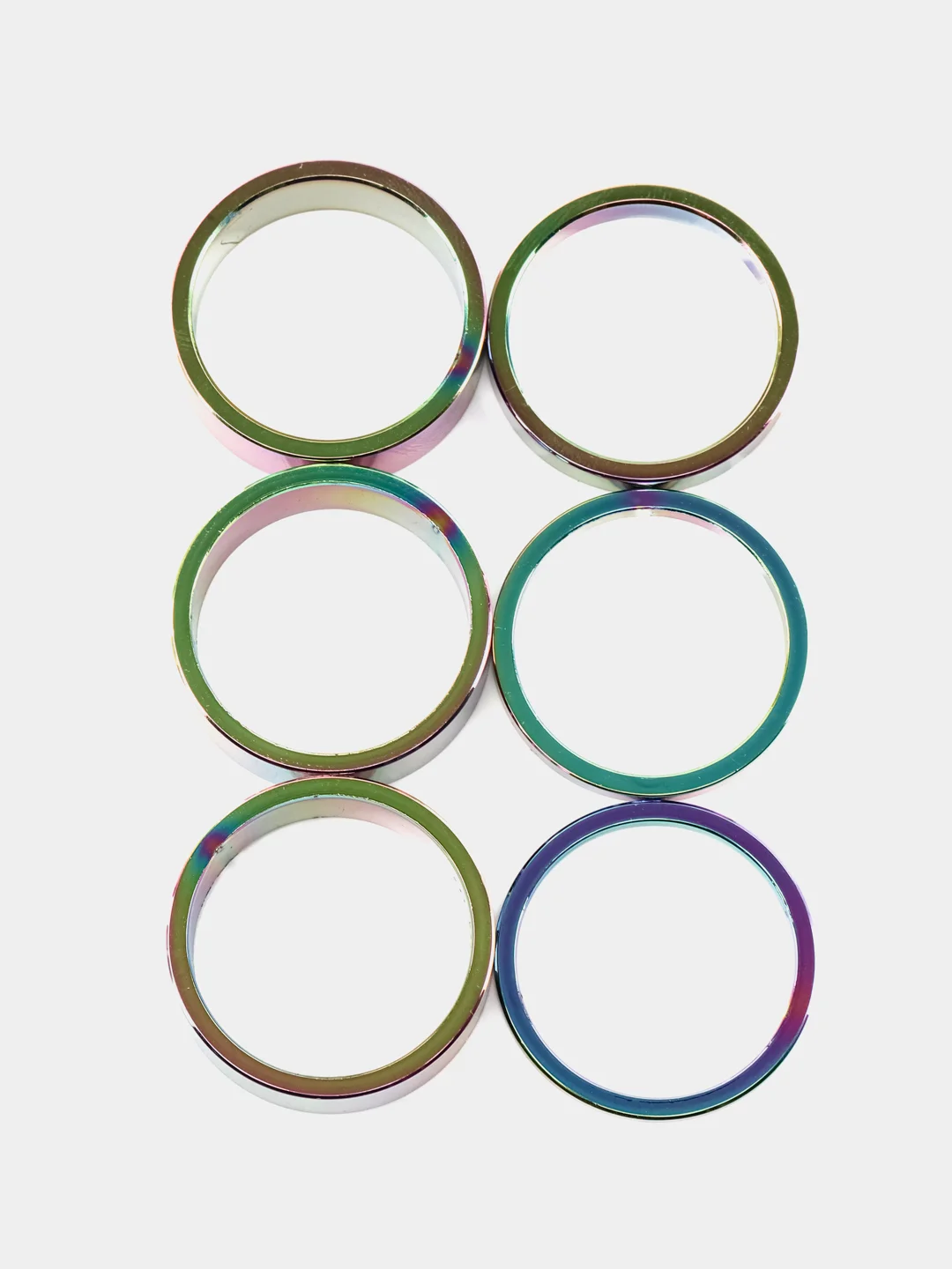 Проставочные кольца руля велосипеда B&M(Oil Slick), стандарт 1-1/8х2 мм,алюминиевые,6 штук