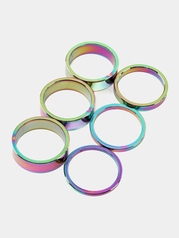 Проставочные кольца руля велосипеда B&M(Oil Slick), стандарт 1-1/8х2 мм,алюминиевые,6 штук