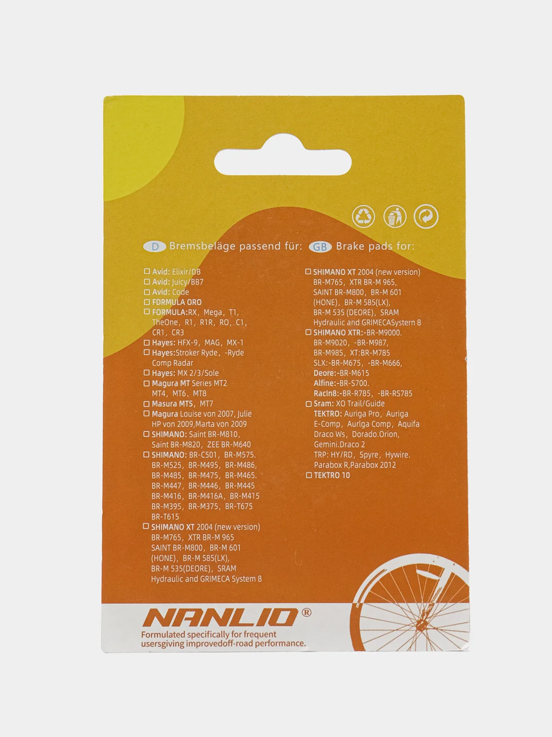Тормозные колодки для велосипеда дисковые Nanlio B01S (Organic) (2 комплекта, 4 колодки)