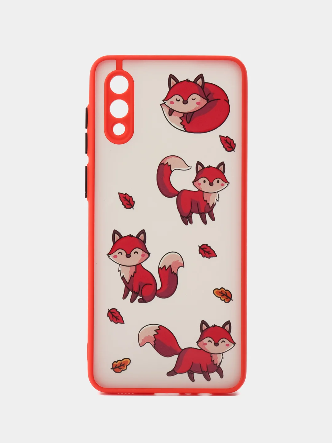 Красный чехол пластиковый для Samsung A02, A02S, A12, A50, A51 4G матовый с цветным 3D принтом