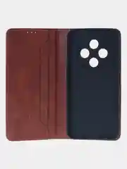 Коричневый чехол-книжка для Redmi 14C (4G) / Poco C75 из высококачественной искусственной кожи