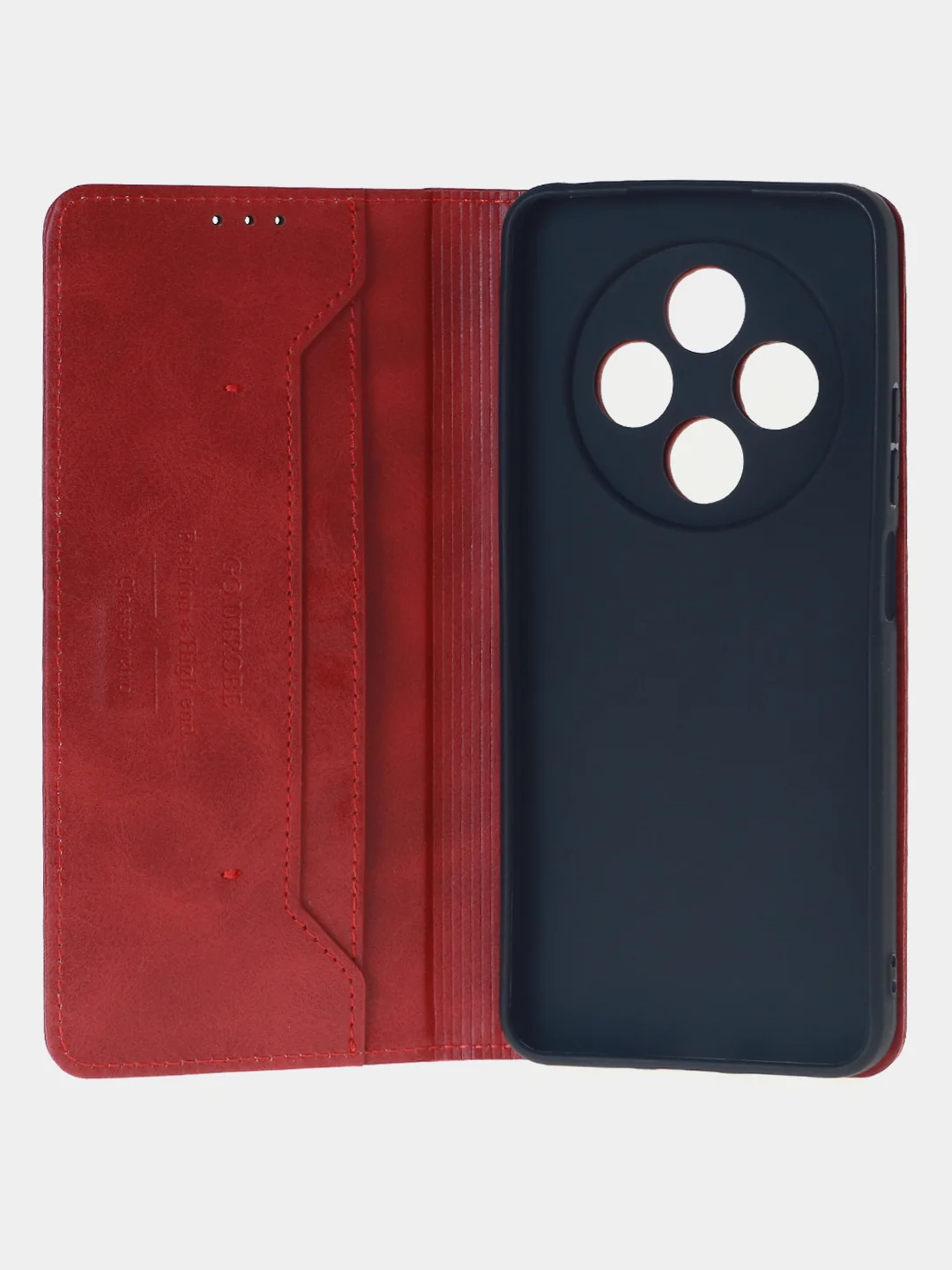 Красный чехол-книжка для Redmi 14C (4G) / Poco C75 из высококачественной искусственной кожи