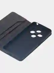 Черный чехол-книжка для Redmi 14C (4G) / Poco C75 из высококачественной искусственной кожи