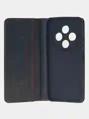 Черный чехол-книжка для Redmi 14C (4G) / Poco C75 из высококачественной искусственной кожи
