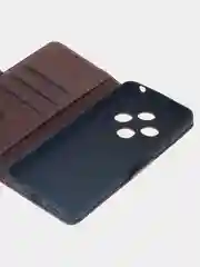 Терракотовый чехол-книжка для Redmi 14C (4G) / Poco C75 из высококачественной искусственной кожи