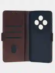 Терракотовый чехол-книжка для Redmi 14C (4G) / Poco C75 из высококачественной искусственной кожи